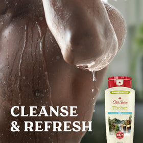 Old Spice texture close-up with lather showing effective cleansing action