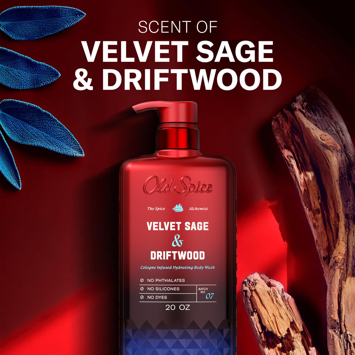Old Spice Velvet Sage label detail highlighting scent name and collection