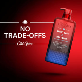 Old Spice Velvet Sage beside common items showing 20 oz scale and value