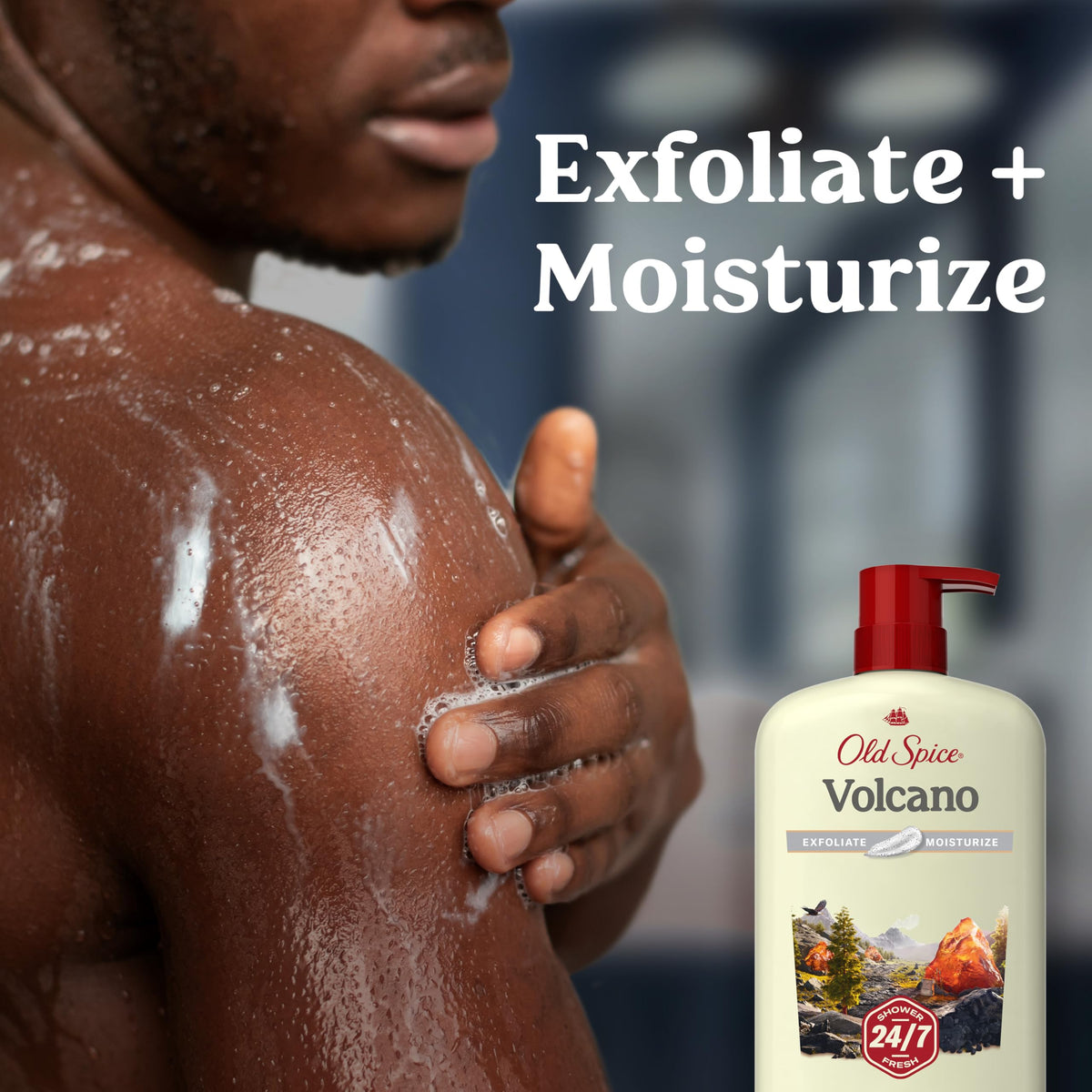 Old Spice Volcano back label close-up showing ingredients and usage directions