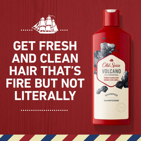 Old Spice Volcano in-shower application showing foam and quick-clean benefit