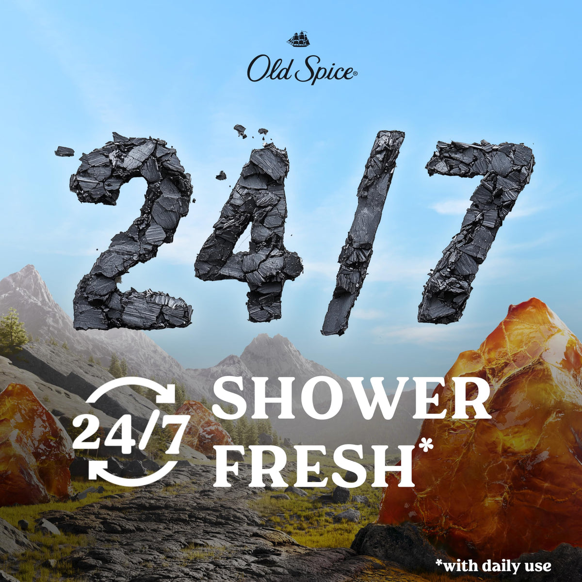 Old Spice Volcano lather close-up texture showing creamy foam for effective cleaning