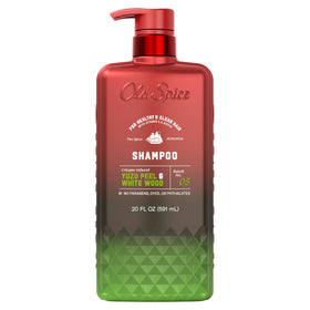 Close-up of Old Spice label showing ingredients and no-paraben promise