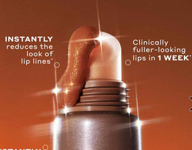 Ole Henriksen lip application on model, demonstrates sheer glimmer and moisturization