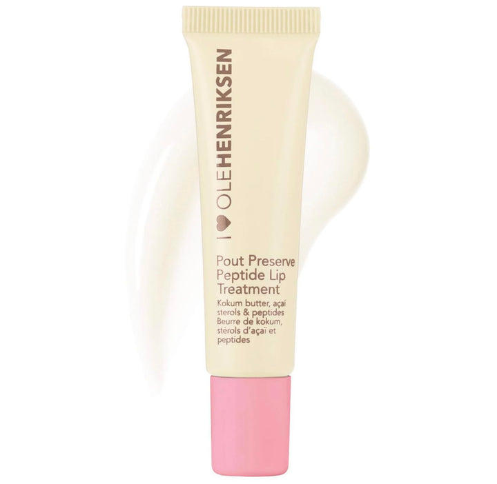 Ole Henriksen Pout Preserve Vanilla Bonbon tube front view showing packaging and portable size for easy hydration