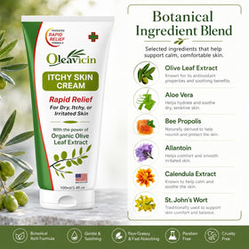 Oleavicin applied to bug bite illustrating quick calming effect