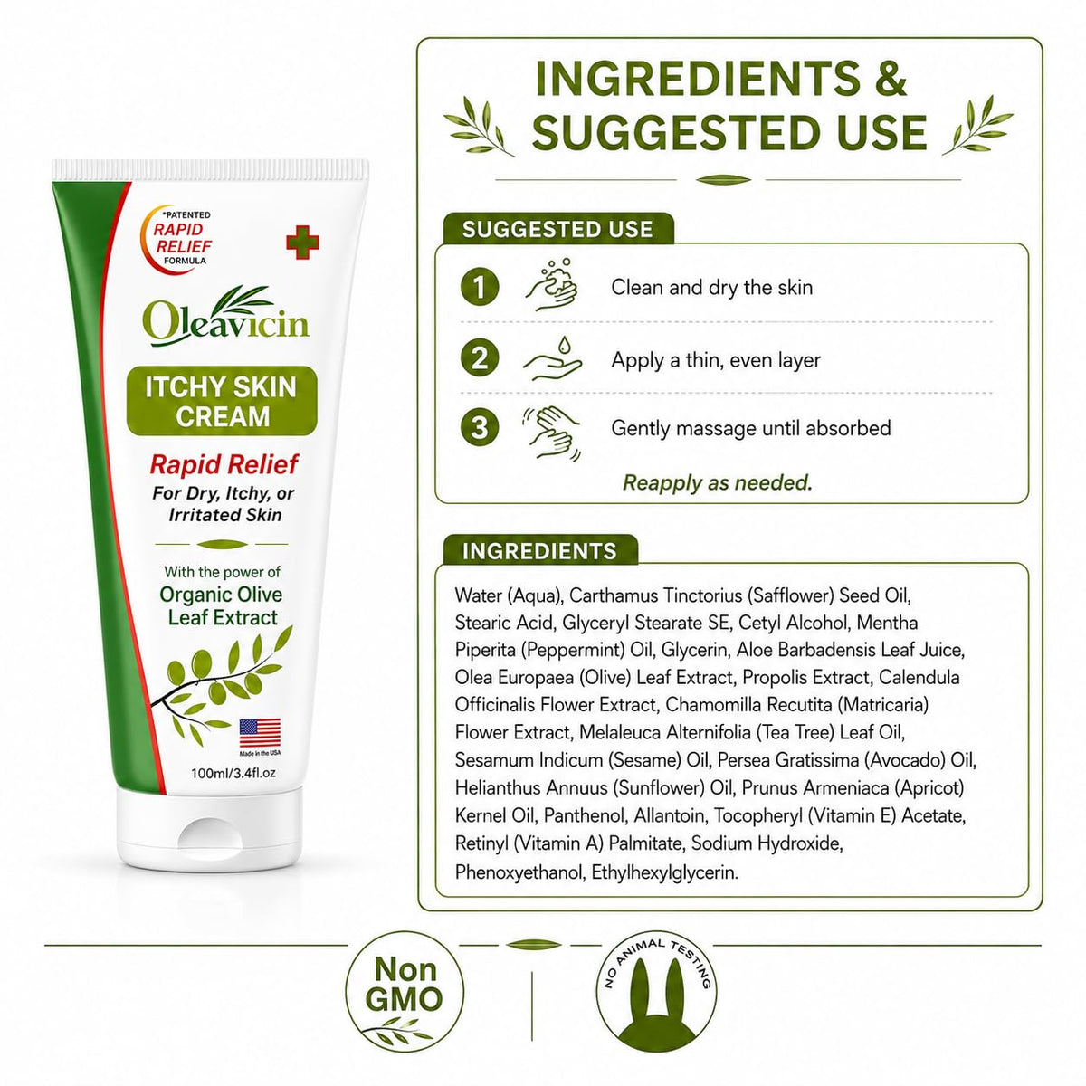Oleavicin ingredients label highlighting olive leaf extract benefit