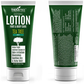 Oleavine TheraTree lotion texture close-up demonstrating creamy fast-absorbing formula