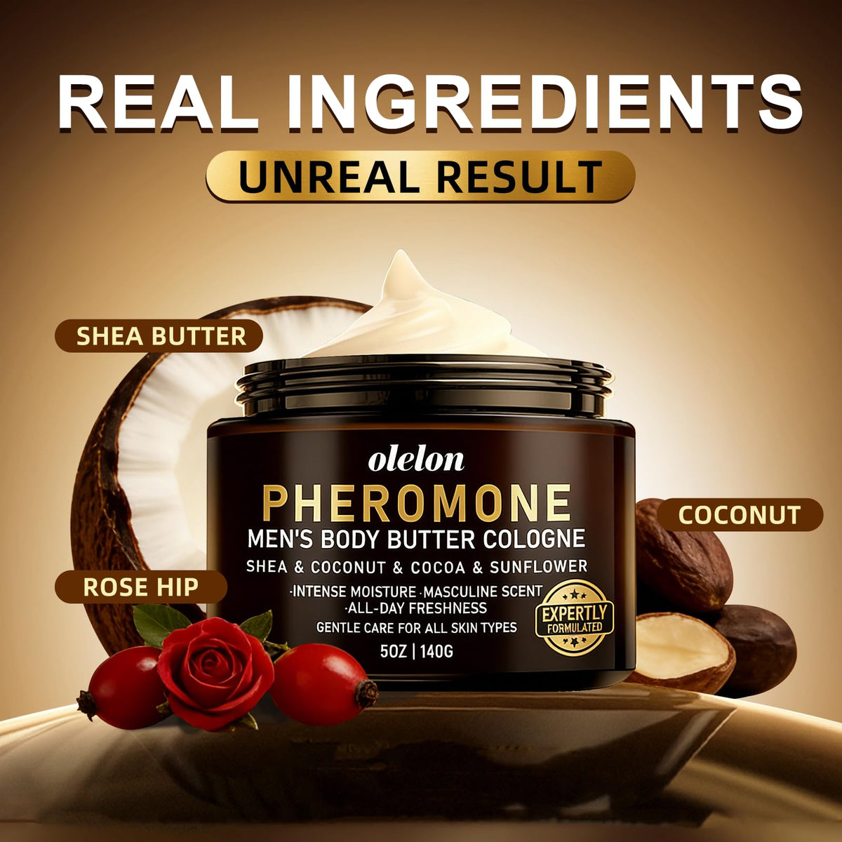 OLELON man applying chest cream demonstrating fast absorption and fresh scent