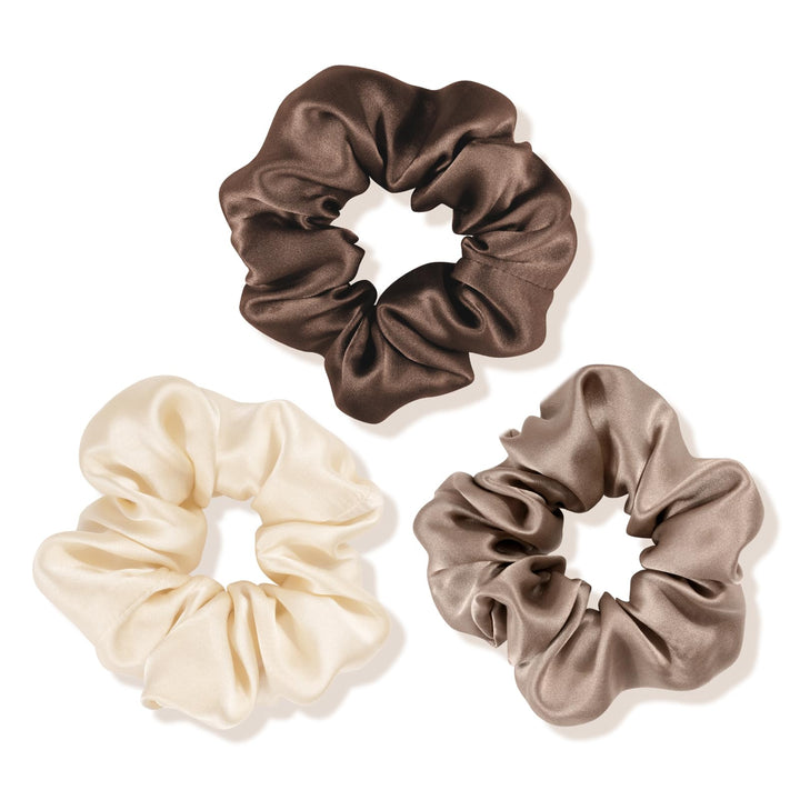 OLESILK front packaging showing elegant silk scrunchies and benefits