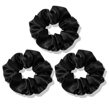 OLESILK front packaging showing three silk scrunchies and branding for gentle hold
