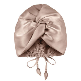 OLESILK front view camel bonnet showing elegant shape and secure fit