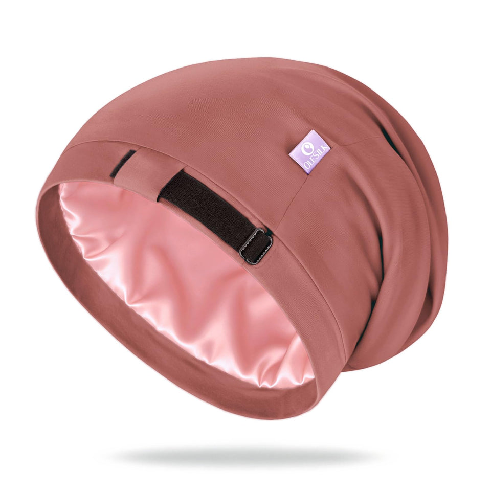 OLESILK bonnet front view showing fit and color benefits hair protection