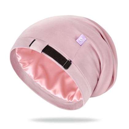 OLESILK pink bonnet front view showing elegant protection and smooth fit