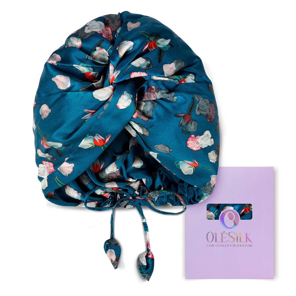 OLESILK royal blue bonnet front view showing elegant finish and protective design