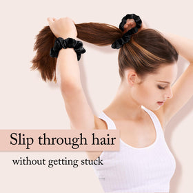 OLESILK scrunchie worn on wrist as accessory and convenient hair protection