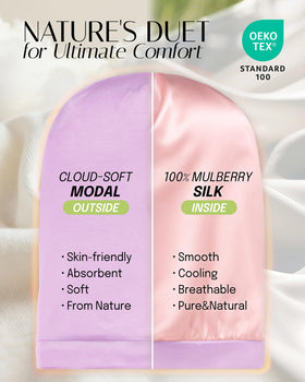 OLESILK close-up of mulberry silk lining offering smooth frictionless care