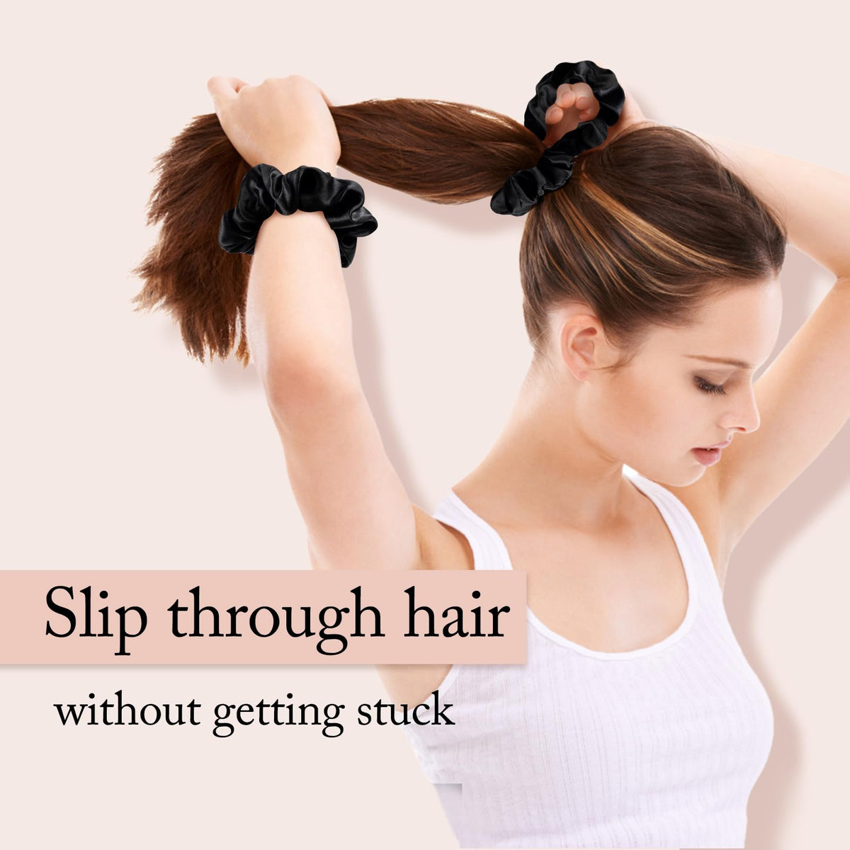 OLESILK scrunchies in travel pouch showing portability and protection