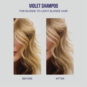 Oligo Professionnel before and after blond hair comparison showing reduced yellow tones