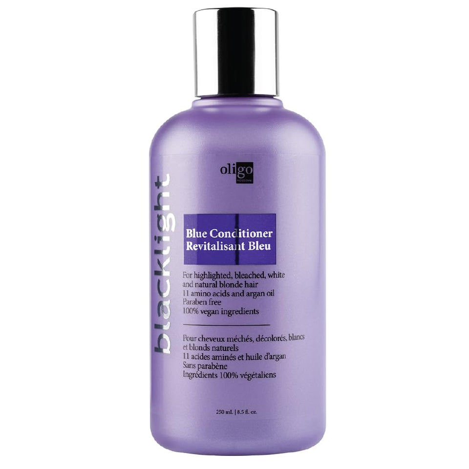 Oligo Professionnel front packaging showing blue conditioner bottle and benefits
