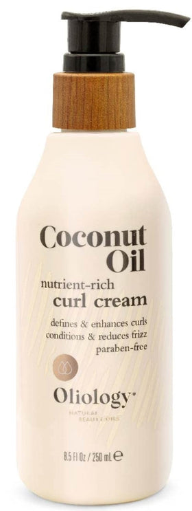 oliology coconut oil curl cream front packaging shows jar and label for clear identification