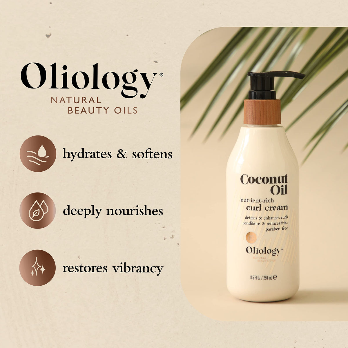 oliology curl cream in hand size comparison demonstrates portable 8.5oz jar for easy handling