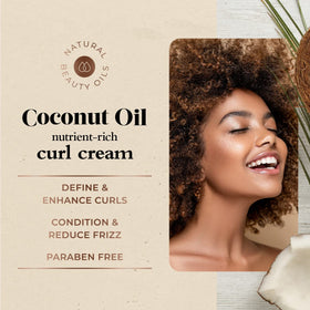 oliology curl cream applied to wet hair illustrating frizz control and enhanced curl definition