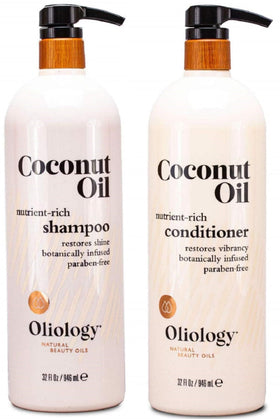 Oliology front packaging showing both shampoo and conditioner for value