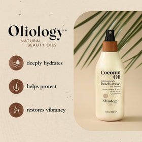 Close-up of tousled hair texture after Oliology mist for soft matte waves