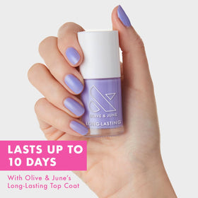 Olive & June wide fan brush close-up for precise, fast application