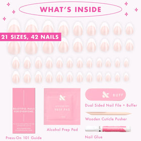 Olive & June application kit laid out with tools for easy use