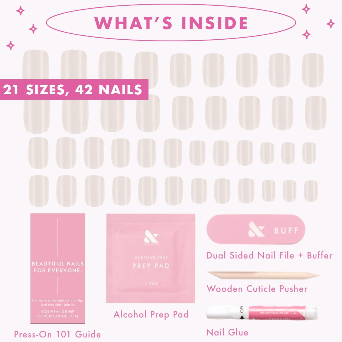 Olive & June hand applying press-on nail to demonstrate simple application