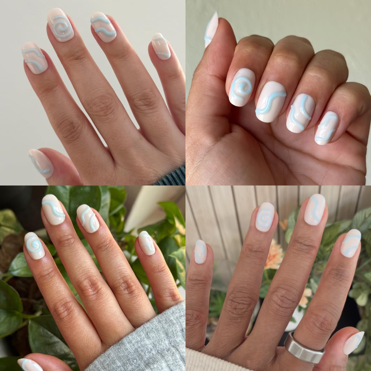 Olive & June pressing on a nail to show quick secure hold benefit