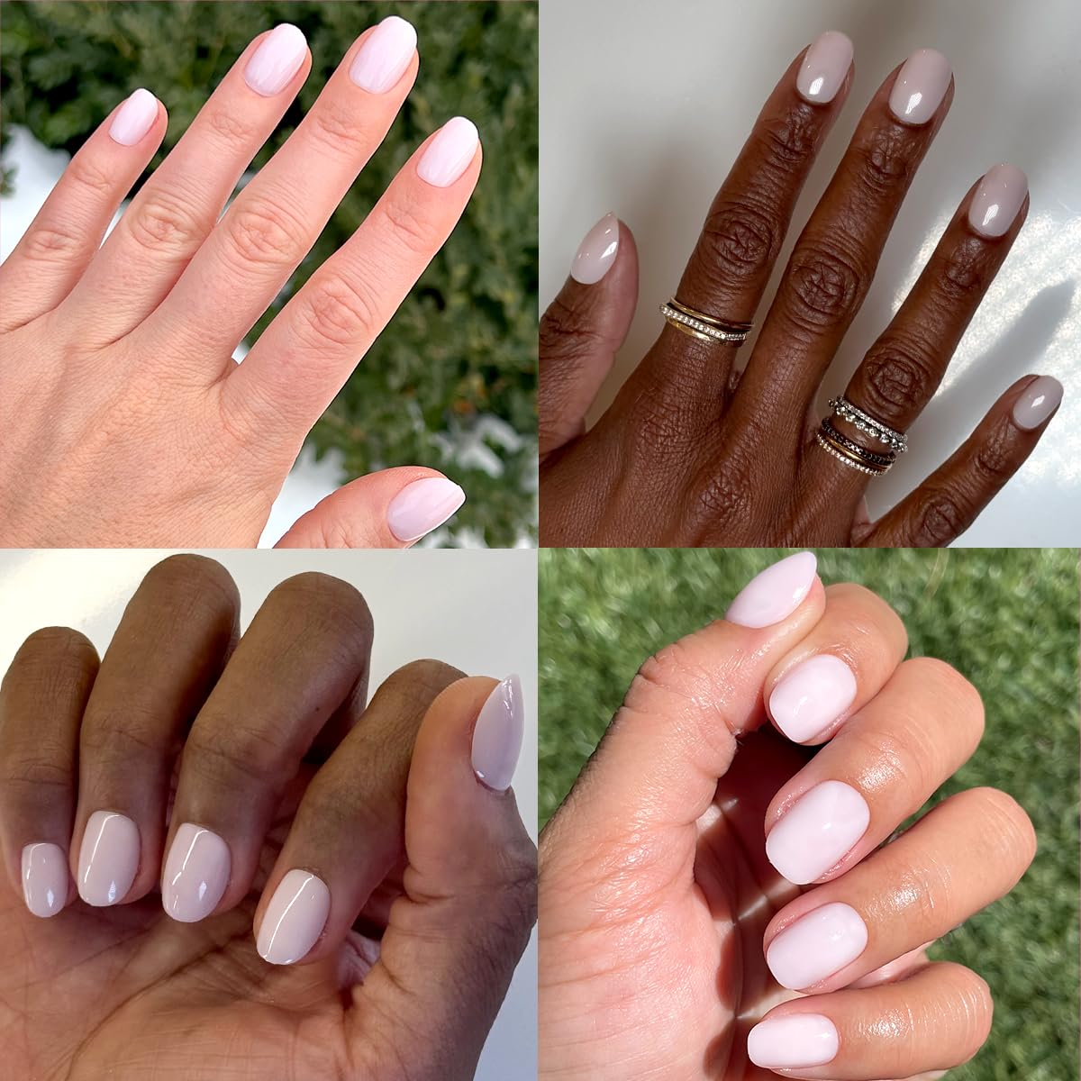 Olive & June hand applying press-on nail demonstrating fast secure bond and neat finish