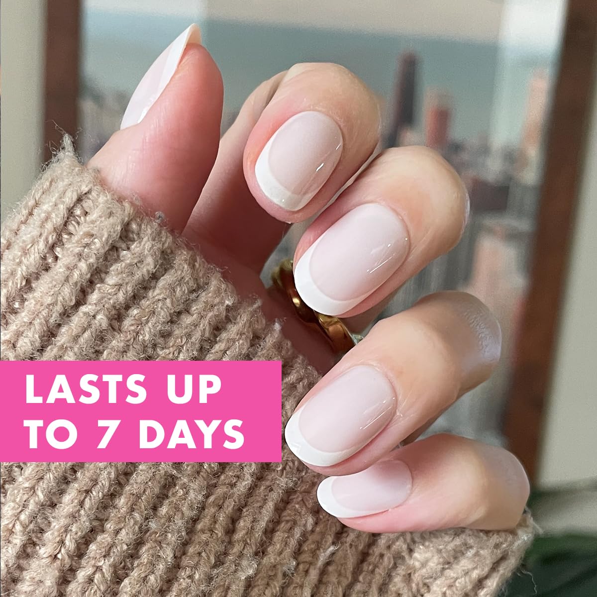 Olive & June hands using patented tab wheel for fast glue-free application