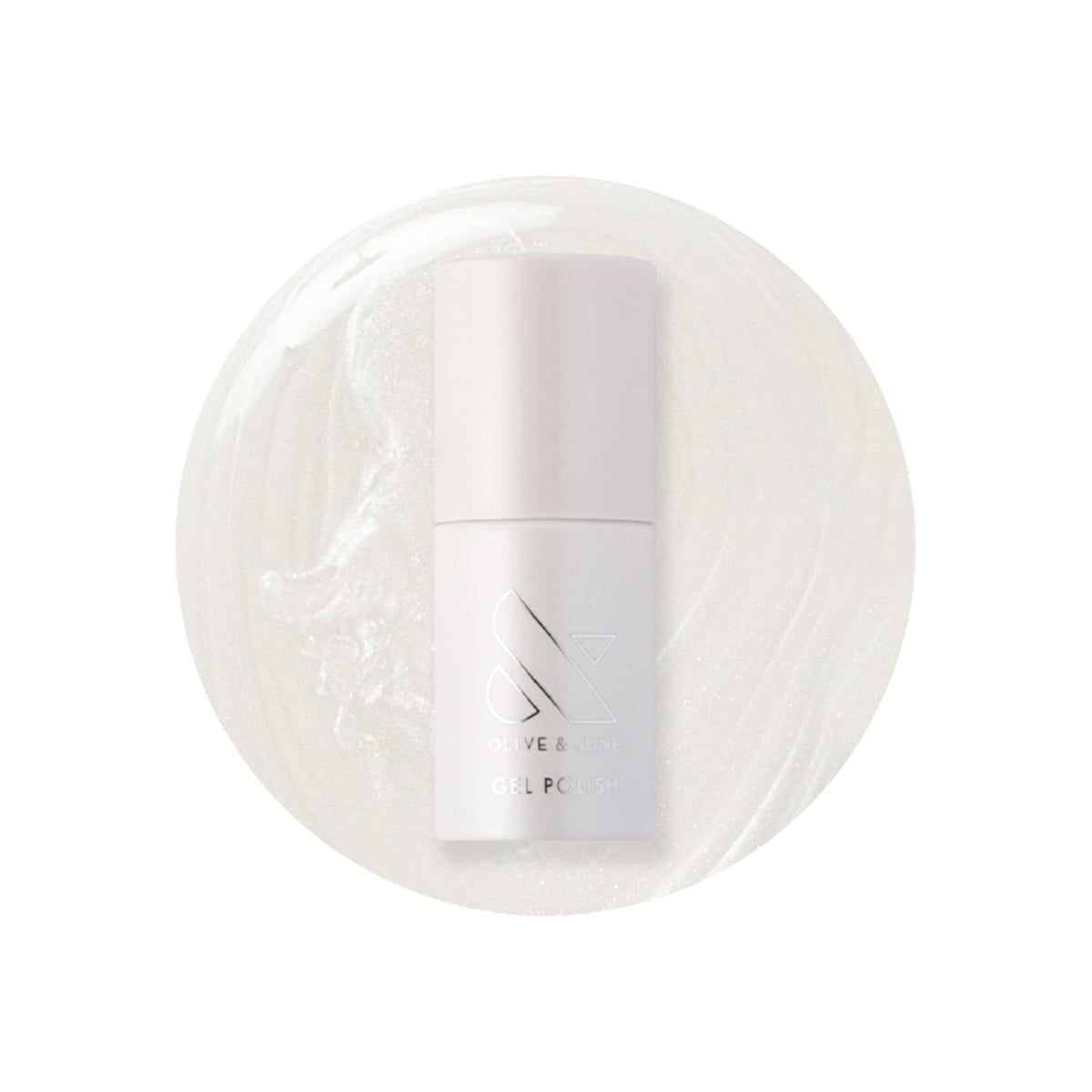 Olive & June bottle of Atlas Pearly White showing clean packaging and shade benefit