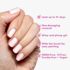 Pedicure in Atlas Pearly White on toes showing long-lasting chip resistance benefit