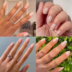 Olive & June comparison of nails before and after application showing chip-resistant finish