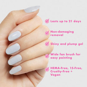 Pedicure with Olive & June BP Icy Blue showing long-lasting color benefit