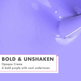 Olive & June brush stroke of Bold & Unshaken Purple for smooth coverage