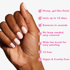 Close-up of Olive & June nails showing plump, gel-like shine
