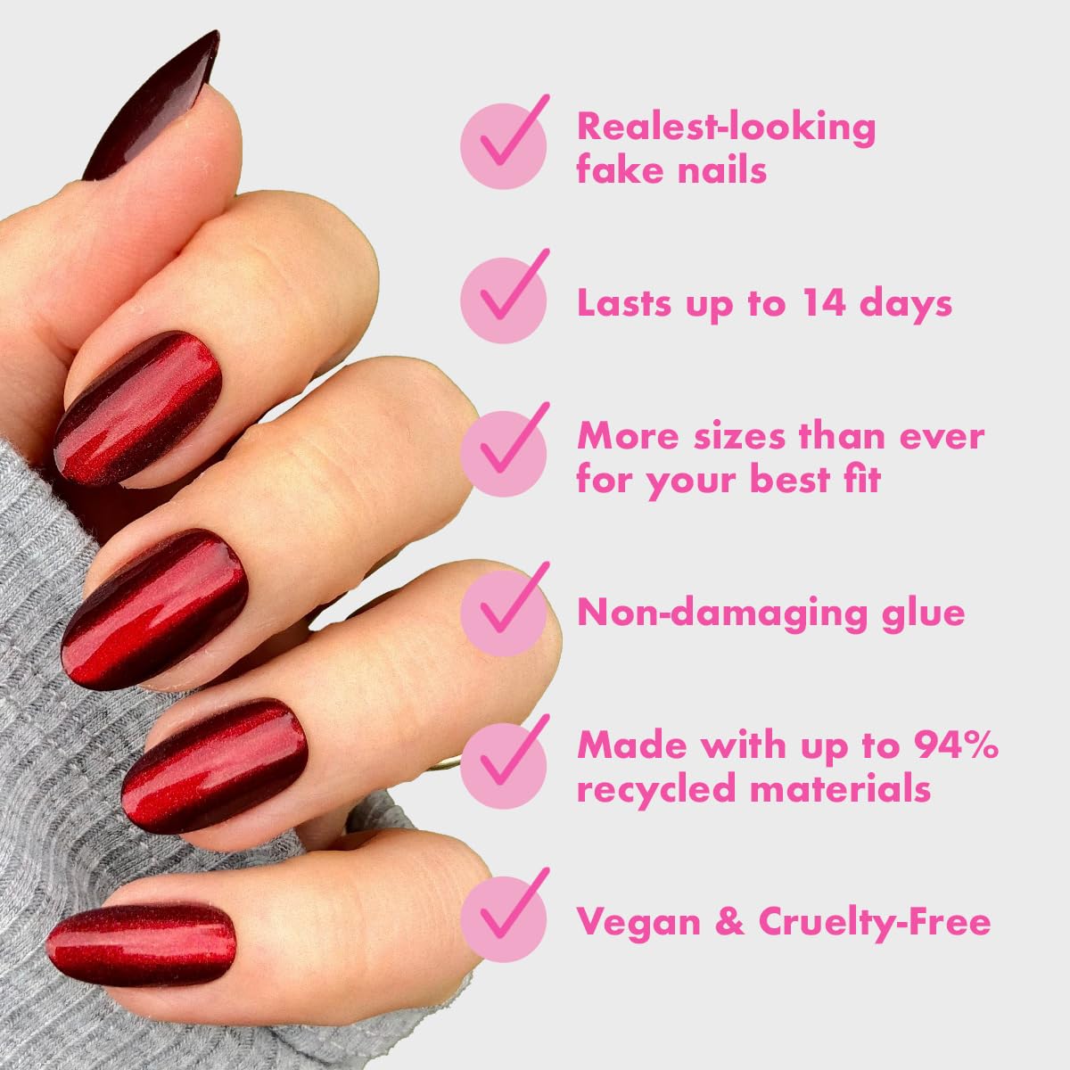 Olive & June close-up of nail curve matching natural nail for seamless look