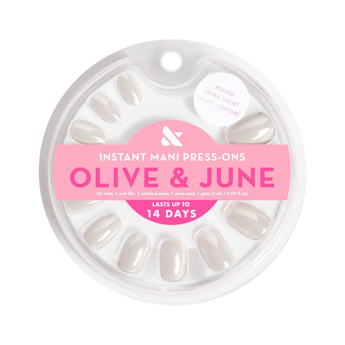 Olive & June close-up of nail curvature showing realistic fit and natural look