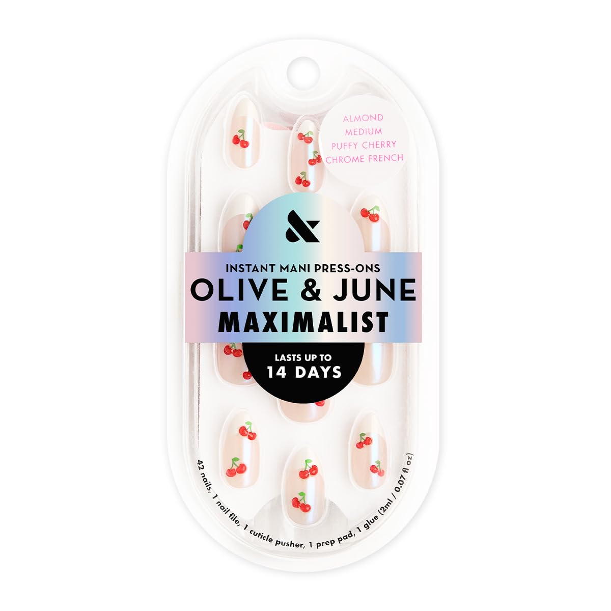 olive & june close-up of sharp French tip texture for realistic salon shine