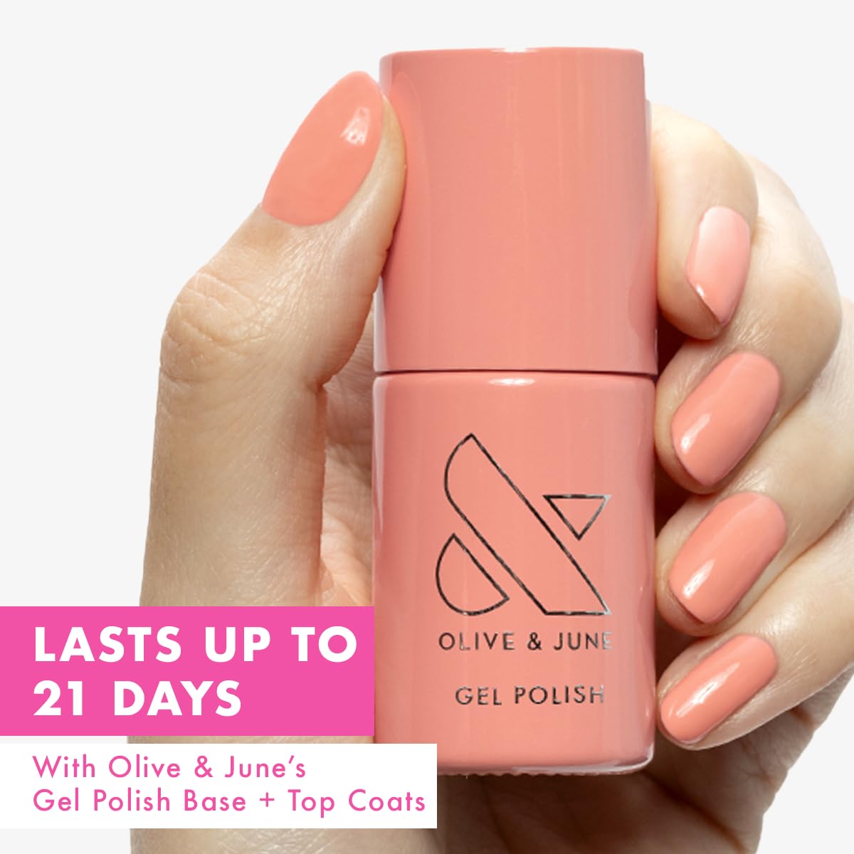 Olive & June CS Coral brush stroke of coral color demonstrating smooth application