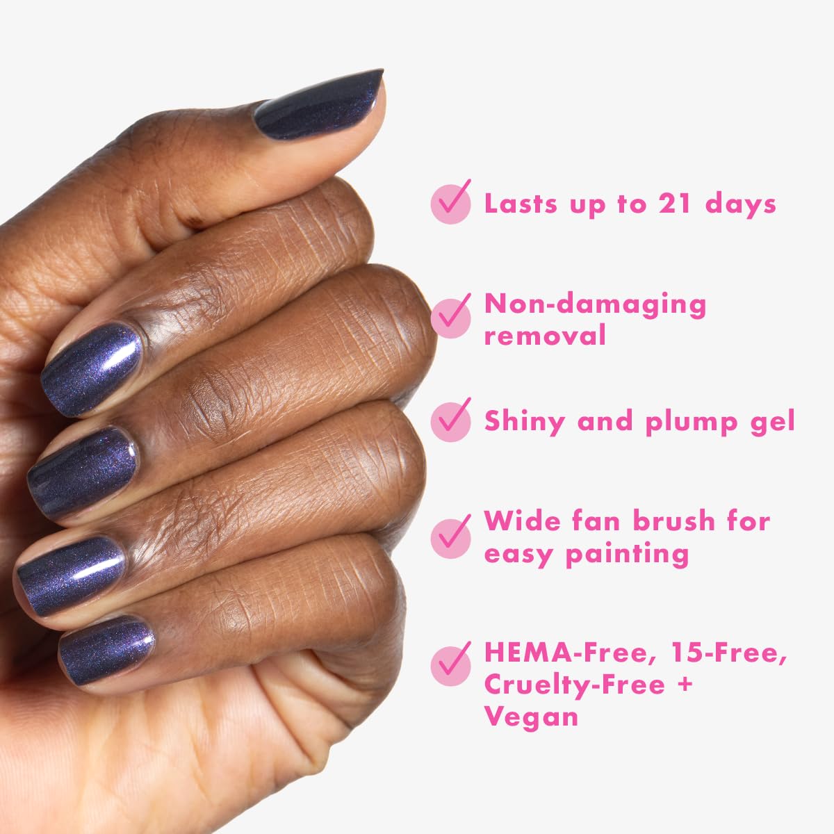 Olive & June cured manicure with high-gloss finish, salon-quality shine and plump look
