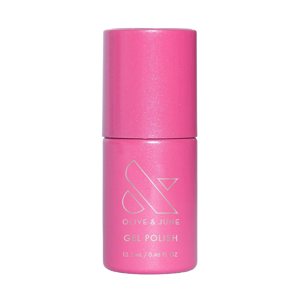 Olive & June bottle front view showing Signet Pink and brand shine
