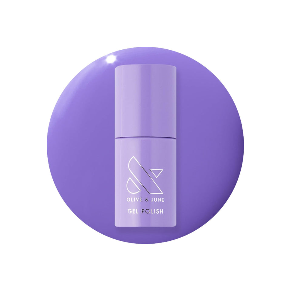 Olive & June front bottle showing bold purple color and glossy finish