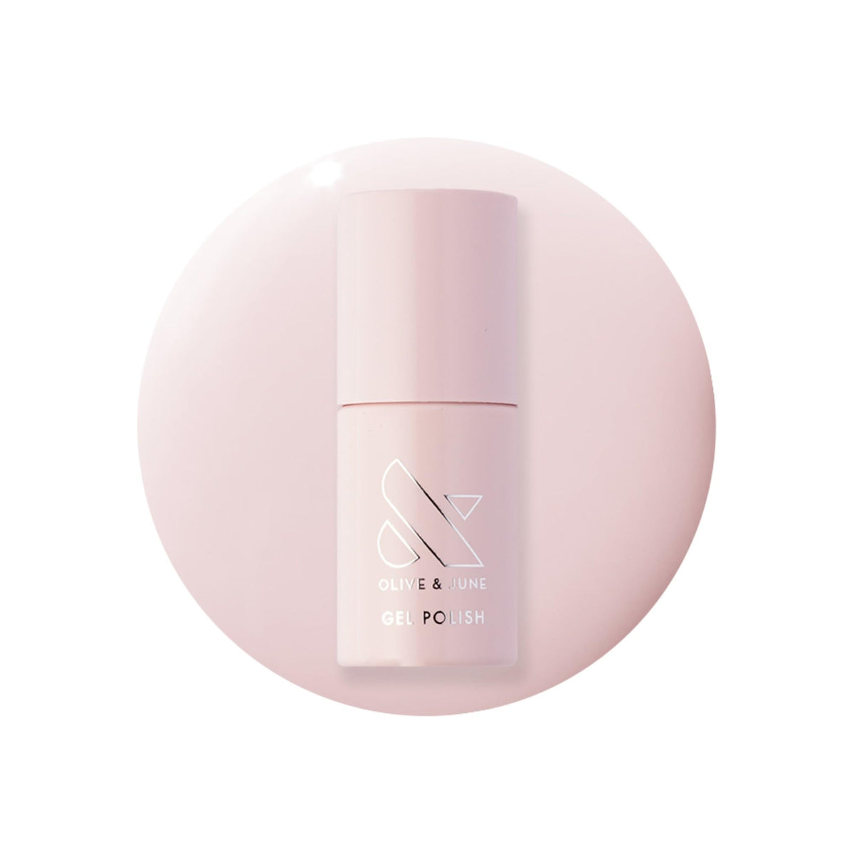 Olive & June front packaging showing sheer pink polish and brand label for shelf appeal