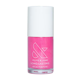 Olive & June front packaging showing Signet Pink and brand logo for instant recognition